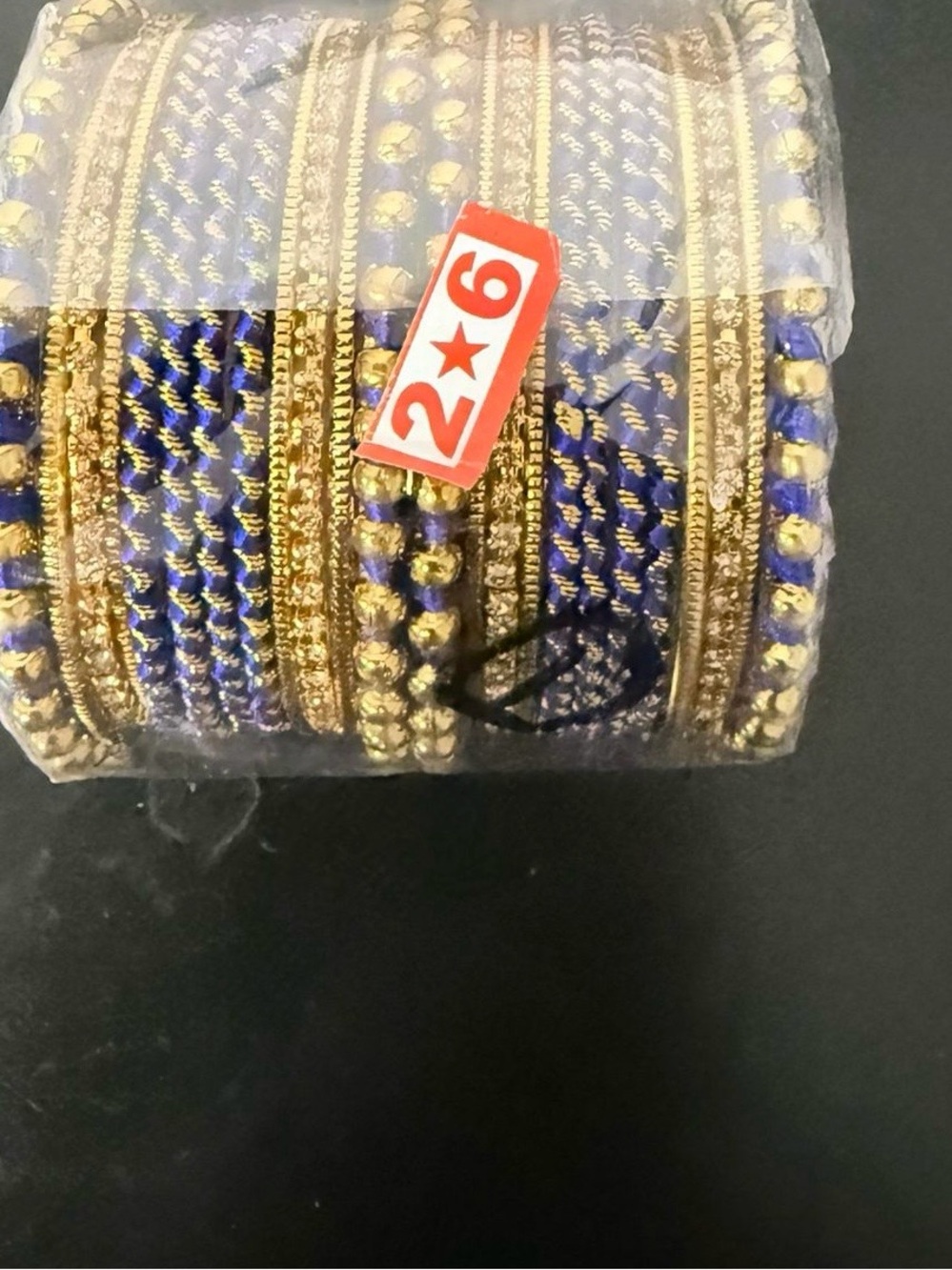 Set of Gold and Royal Blue Stackable Bangles